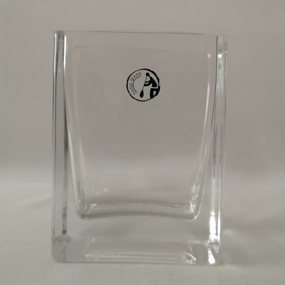 Small Hand-made Art Glass Vase, Rectangular Made of Quality Glass, Lovely